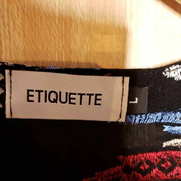 Etiquette Womens Black Tunic With Western Aztec Embroidery Large - Picture 5 of 7